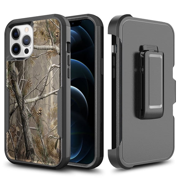 Xpm Case for Apple iPhone 13 Pro (6.1") Heavy Duty Cases Holster Kickstand Belt Clip Combo Hard TPU Rugged Hybrid Bumper Cover for iPhone 13 Pro - Camo Tree Brach