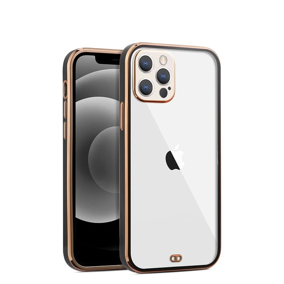 Xpm Case for Apple iPhone 13 Pro (6.1") Hybrid PC Bumper Plating with Raised Camera Protection Shockproof Slim Frame TPU Cover for iPhone 13 Pro - Clear / Black