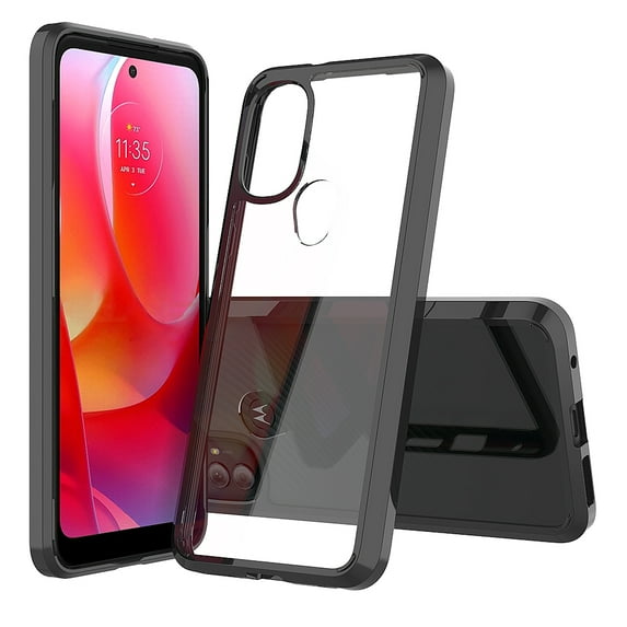 Xpm Case for Motorola Moto G Power 2022 Hybrid Transparent Clear Acrylic Back Hard PC & Soft TPU Shock-Absorb Cover for Moto G Power 2022 (6.5 inch) - Black