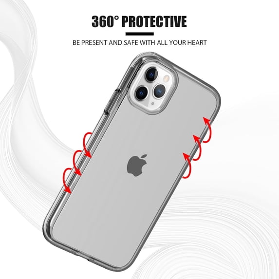 Xpm Case for Apple iPhone 13 Pro Max (6.7") Clear Full Transparency Thick Hybrid Hard PC Shell & Soft TPU Shock-Absorption Bumper Cover - Black Smoke