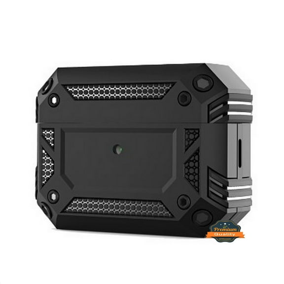 Xpm Compatible with Apple AirPods Pro 2nd Generation (2022) Hybrid ShockProof with Metal Hook Military Full Body Rugged Shockproof Hard Shell Protective [ Black ]