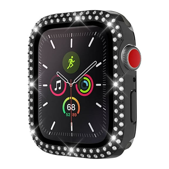 Xpm Compatible with Apple Watch 40mm Series 6 /5/4 Clear Screen Protector Full Coverage with Double Edge Diamond Bling Frame for iWatch 40 MM Series 4/5/8 [ Black ]