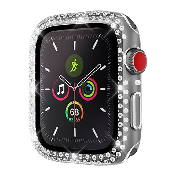 Xpm Compatible with Apple Watch 44mm Series 6 /5/4 Clear Screen Protector Full Coverage with Double Edge Diamond Bling Frame for iWatch 44 MM Series 4/5/6 [ Clear ]