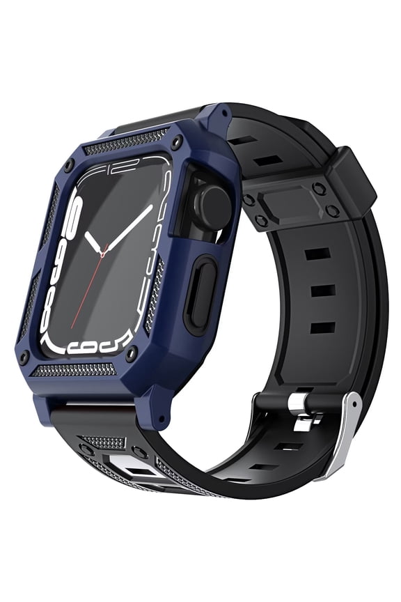 Xpm Compatible with Apple Watch Size 38/40/41mm Shockproof Durable Sport Rugged Case Band Full Protection Tough with Strap Protective Cover [ Navy Blue ]