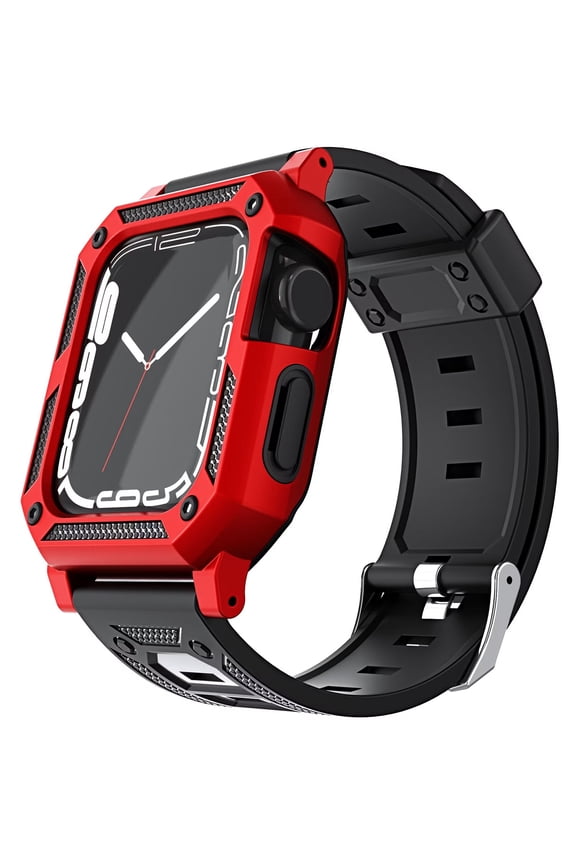Xpm Compatible with Apple Watch Size 38/40/41mm Shockproof Durable Sport Rugged Case Band Full Protection Tough with Strap Protective Cover [ Red ]