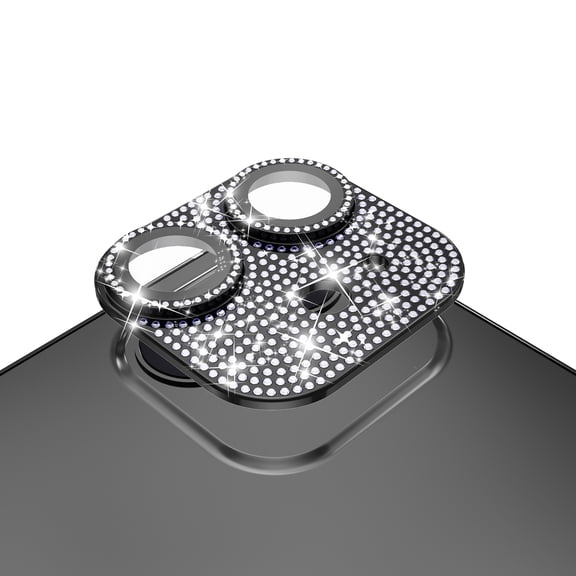 Xpm Compatible with Apple iPhone 14 /14 Plus Camera Lens Full Tempered Glass With Diamond Bling Glitter Rhinestone Lens Protective Camera [ Black ]