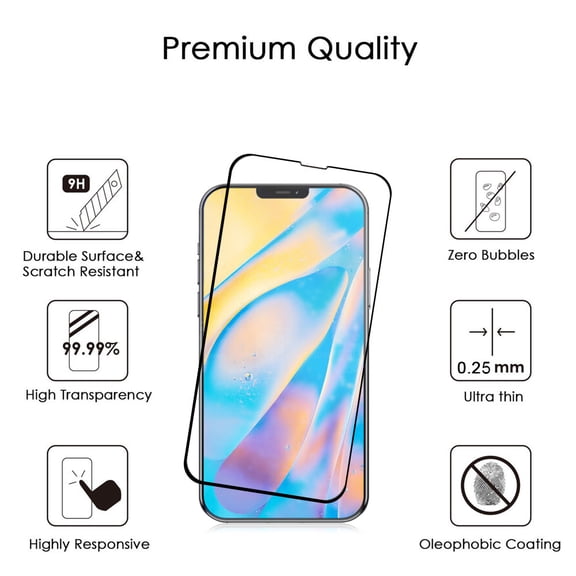Xpm Screen Protector for Apple iPhone 13 Mini (5.4") Full-Coverage Tempered Glass Screen Protector [2.5D Round Edge] Full Cover for iPhone 13 Mini - Clear Black
