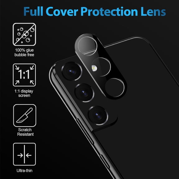 Xpm Screen Protector for Samsung Galaxy S24 5G Camera Lens Protector Tempered Glass Rear Back Camera Protective Lens Shield, Case Friendly Cover for Galaxy S24 5G - Black