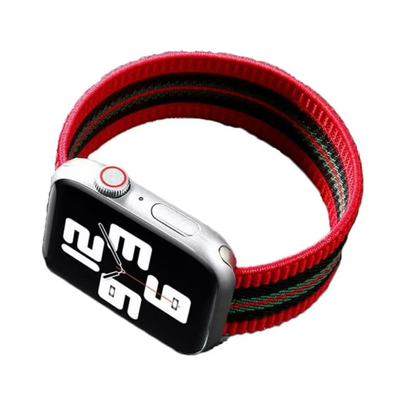 Xpm for Apple Watch Series 7 41mm Soft Woven Fabric Elastic Nylon Weave Wristband Strap Replacement Band for iWatch Series SE/6/5/4/3/2/2 - Red