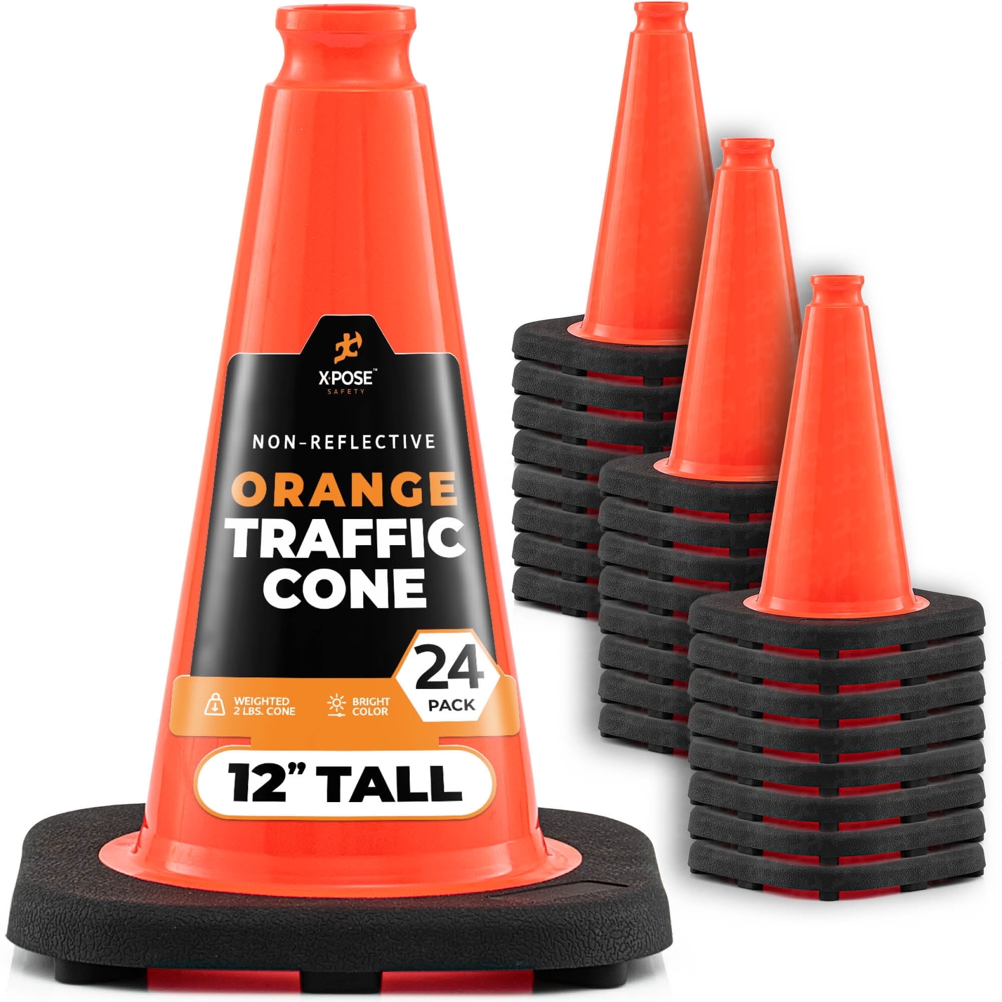 Xpose Safety 12 Inch Orange Traffic Cones - Multipurpose PVC