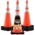 thumbnail image 1 of Xpose Safety 36 Inch Orange Traffic Cones with 6" & 4" Collars, 8-Pack - Multipurpose PVC Plastic Safety Cone for Parking, Soccer, Caution, Kids and Construction, 1 of 8