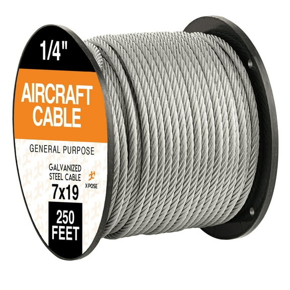 Xpose Safety American Wire Gauge 250 Feet Steel Aircraft Cable Wire