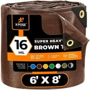 Xpose Safety Brown Polyethylene 6" x 8", 16 Mil Thickness Heavy Duty Poly Tarp