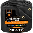 thumbnail image 1 of Xpose Safety Heavy Duty Mesh Tarp – 10’ x 16’ Multipurpose Black Protective Cover with Air Flow - Use for Tie Downs, Shade, Fences, Canopies, Dump Trucks – Tear Resistant, 1 of 9
