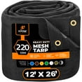 thumbnail image 1 of Xpose Safety Heavy Duty Mesh Tarp – 12’ x 26’ Multipurpose Black Protective Cover with Air Flow - Use for Tie Downs, Shade, Fences, Canopies, Dump Trucks – Tear Resistant, 1 of 9