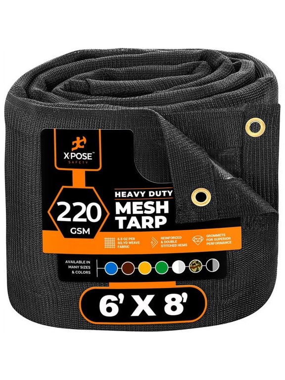 Heavy Duty Mesh Tarp 6x8 with Air Flow-Use for Shade, Fences, Dump Trucks