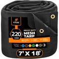 thumbnail image 1 of Xpose Safety Heavy Duty Mesh Tarp -7' X 18' – Multipurpose Black Protective Cover with Air Flow - Use for Tie Downs, Shade, Fences, Canopies, Dump Trucks – Weather and Tear Resistant, 1 of 9