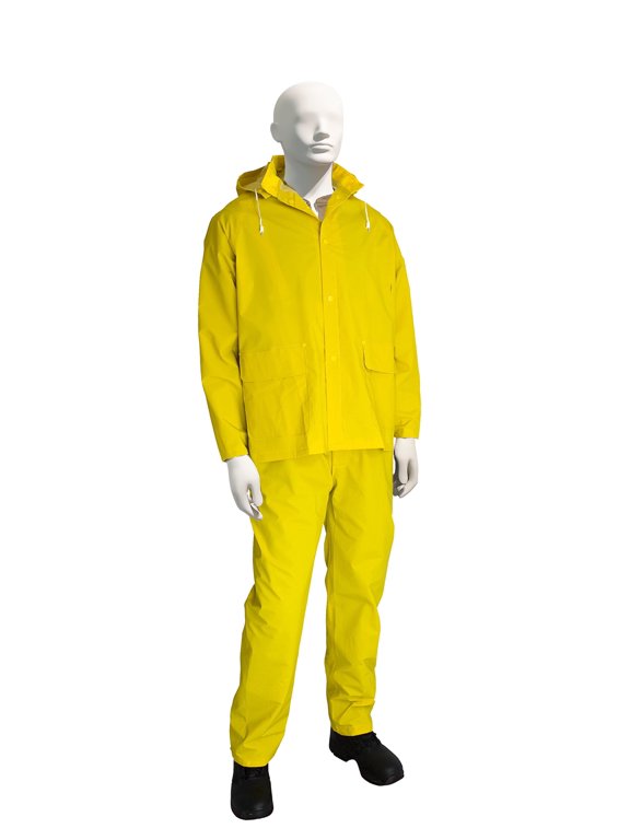 Heavy Duty Yellow Rain Suit 3pc Size Small – .35mm PVC