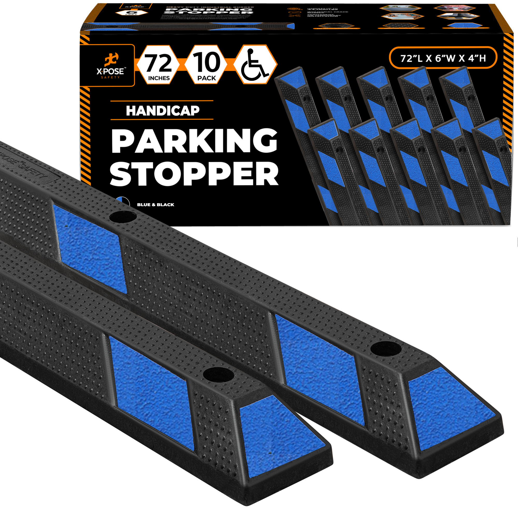 Xpose Safety Parking Block Curb Stop, 72" Heavy Duty Parking Stop