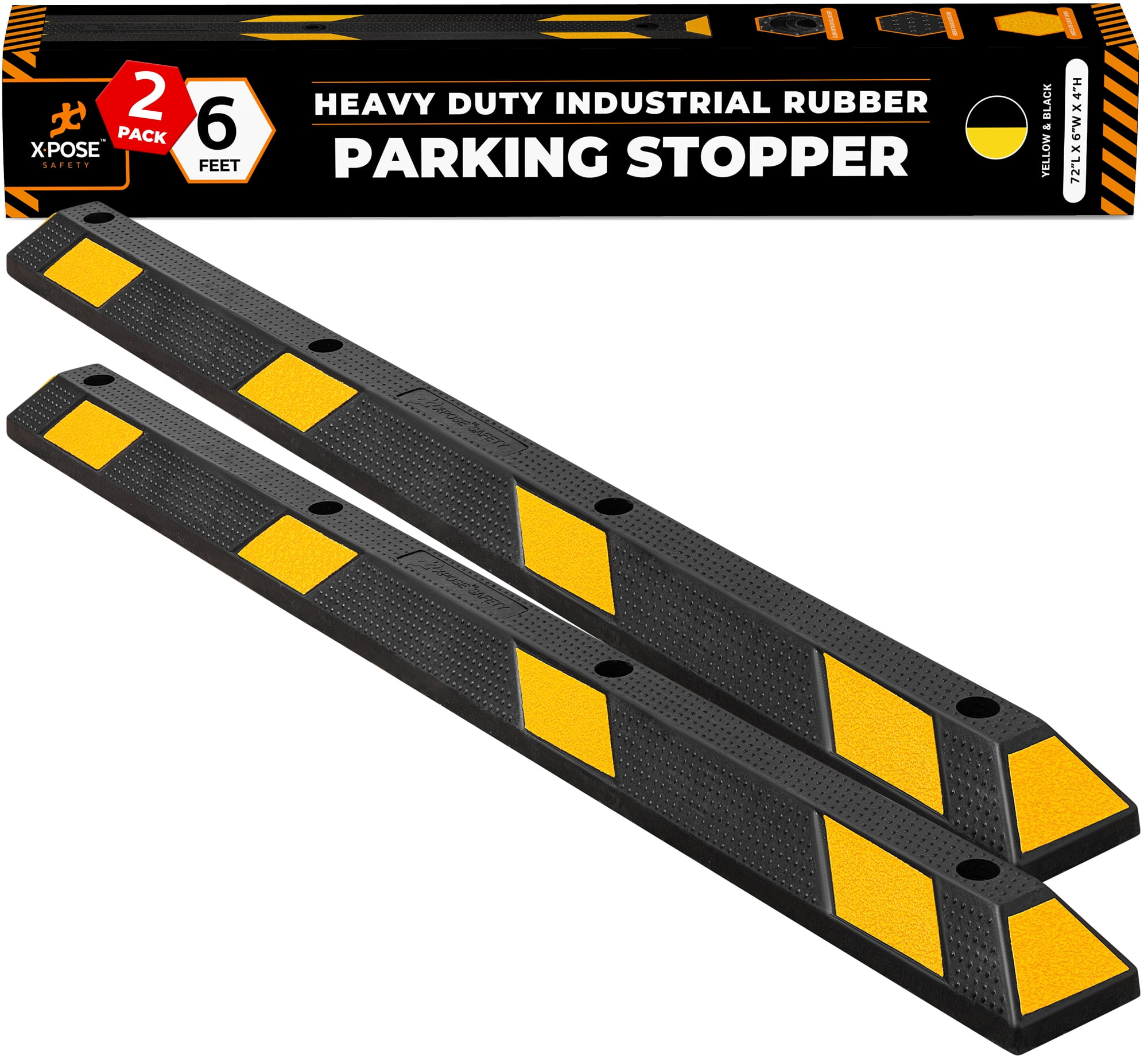 Xpose Safety Parking Block Curb Stop, 72" Heavy Duty Parking Stop