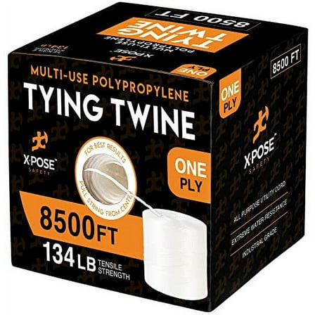 Xpose Safety Polypropylene Twine - 1 Ply x 8500 ft White, Ideal for Packaging and Garden Use