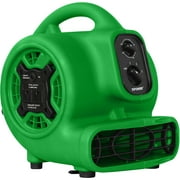 Xpower P-230AT 1/5 HP Multi-Purpose Mini Mighty Air Mover, Utility Fan, Dryer, Blower with Build-in Power Outlets and Timer - Green