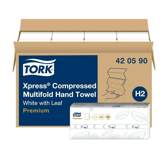 Xpress Compressed Multifold Hand Towel White H2, Advanced, Strong and Absorbent, 12 x 250 Sheets, 424834