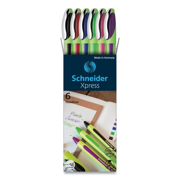 Xpress Fineliner Pen, Stick, Fine 0.8 mm, Assorted Ink and Barrel Colors, 6/Pack | Bundle of 5 Packs