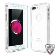 Xpression Apple iPhone 8 Plus iPhone 7 Plus iPhone 6/6S Plus - Phone Case Tuff Hybrid Armor Shockproof Impact Rubber Hard Protective Cover + Screen Protector Transparent Case