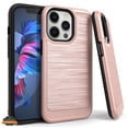 thumbnail image 1 of Xpression Case for Apple iPhone 13 (6.1") Armor Brushed Texture Rugged Carbon Fiber Design Shockproof Dual Layers PC + TPU Protective Phone Cover [Rose Gold], 1 of 7