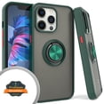 thumbnail image 1 of Xpression Case for Apple iPhone 13 Pro (6.1") Finger Ring Stand Holder Kickstand Hybrid Frosted Matte TPU Hard PC Frame Shock-Absorption Phone Cover [Green], 1 of 9