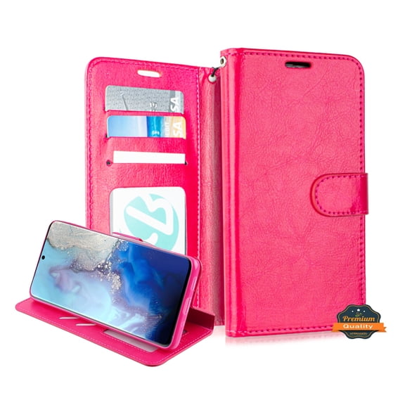 Xpression Case for Samsung Galaxy Note 20 (6.7") Wallet PU Leather Pouch with Card Slots ID Cash Pocket, Stand & Strap Flip Dual Layers Phone Cover [Pink]