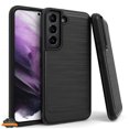 thumbnail image 1 of Xpression Case for Samsung Galaxy S22 Armor Brushed Texture Rugged Carbon Fiber Design Shockproof Dual Layers Hard PC TPU Protective Phone Cover [Black], 1 of 7