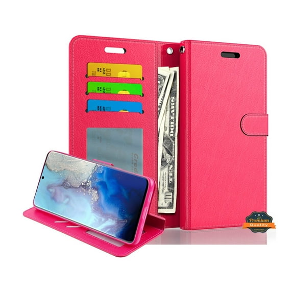 Xpression Case for Boost Mobile Celero 5G Wallet PU Leather Pouch with Card Slots ID Money Pocket, Stand & Strap Flip Dual Layers Phone Cover [Pink]