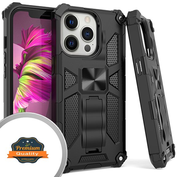 Xpression Cover for Apple iPhone 14 (6.1") Cases with Invisible Kickstand Stand Dual Layer Hybrid Shockproof Heavy Duty Hard PC + TPU Phone Case - Black