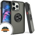 thumbnail image 1 of Xpression Cover for Apple iPhone 15 Pro Max (6.7") Finger Ring Stand Holder Kickstand Hybrid Frosted Matte TPU Frame Shock-Absorption Phone Case - Black, 1 of 8