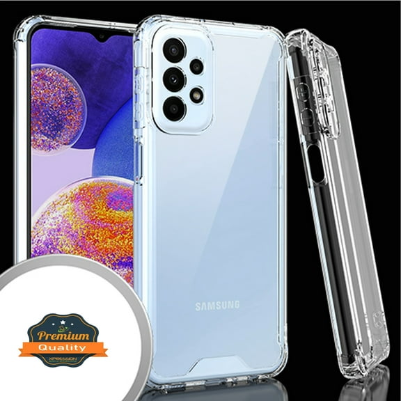 Xpression Cover for Samsung Galaxy A23 5G Ultra Slim Frame Shockptoof Hybrid Rubber Silicone Gummy TPU Clear Hard Back Protective Phone Case - Transparent