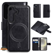 Xpression Cover for Samsung Galaxy S24 Ultra PU Leather Pouch Flip with Detachable Wallet Credit Card Slots Pocket, Stand & MagSafe Compatible Phone Case - Black