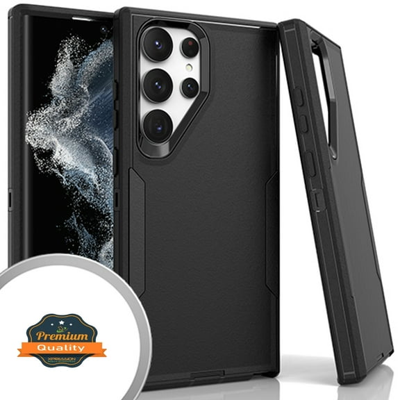 Xpression Cover for Samsung Galaxy S25 Ultra Tough Hybrid Shockproof Silicone Rubber TPU + Hard PC Heavy Duty Three Layer Armor Protection Phone Case - Black