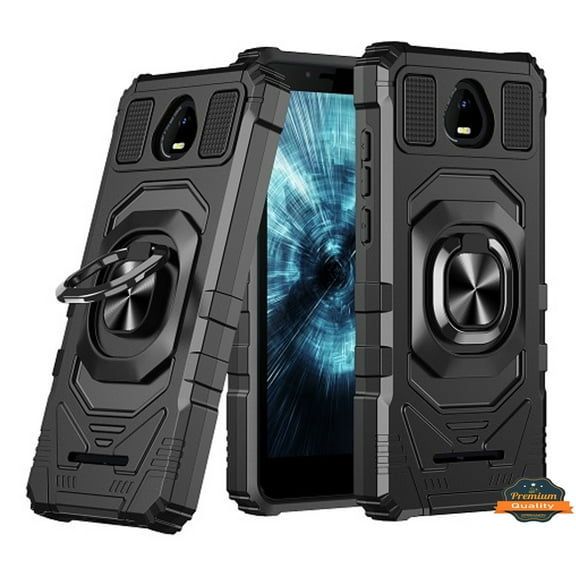 Xpression Cover for Schok Volt SV55 Armor Hybrid Stand Ring Hard TPU Rugged Protective [Military-Grade] Magnetic Car Ring Holder Phone Case - Black
