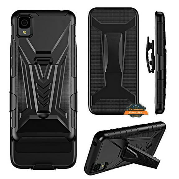 Xpression Cover for TCL ION Z Hybrid Belt Clip Holster with Built-in Kickstand, Heavy Duty Shock Absorption Armor Rugged Phone Case - Black