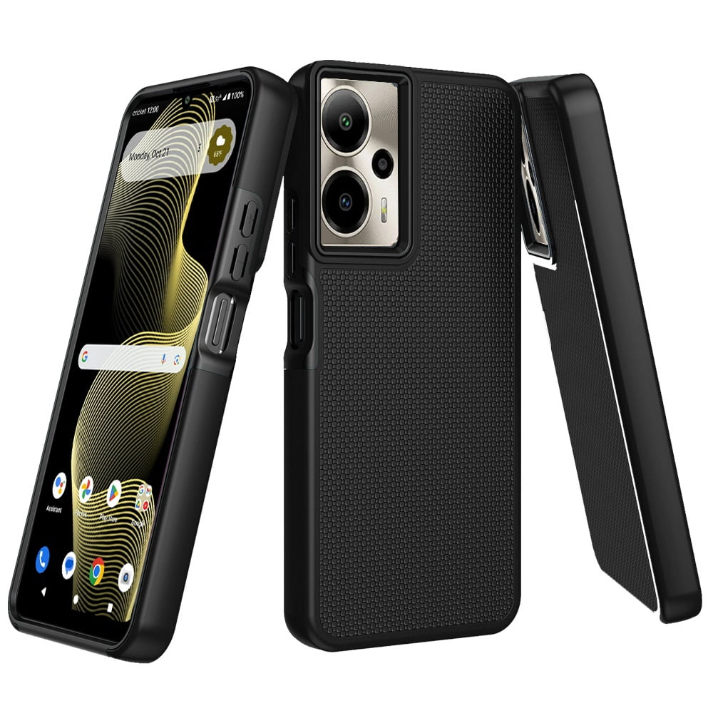 Xpression Phone Case For AT&T Motivate Pro 5G Dual Layer Heavy-Duty Hybrid Rugged Case Rugged Texturized TPU & PC Shockproof Silicone Military Grade Cover, Black