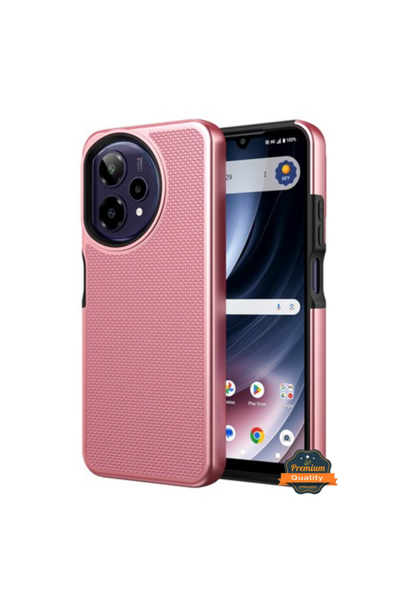 Xpression Phone Case For AT&T Motive Pro 2 Dual Layer Slim & Tough Hybrid Shockproof Heavy Duty TPU Matte with Textured Rugged Shell Protection Cover, Rose Gold