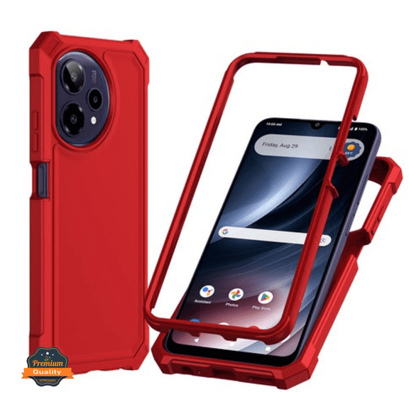 Xpression Phone Case For AT&T Motive Pro 2 Full-Body Dual Layer Hybrid Case Slim, Drop-Proof TPU Hard PC, Durable Corner Front Bumper Protector Cover, Red