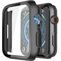 Xpression Phone Case For Apple Watch Size 46mm Slim Hard PC Bumper, Clear Touch Full Coverage with Built in Tempered Glass Screen Protector Cover, Black