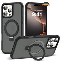 Xpression Phone Case For Apple iPhone 17 Pro Max Translucent Matte Finish, MagSafe Compatible, Built-in Ring Stand, Shockproof Protective Back Cover, Black