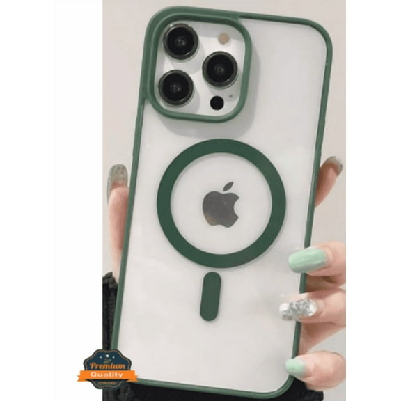 Xpression Phone Case For Apple iPhone 17 Pro Hybrid Clear Transparent with Color Edge Bumper, MagSafe Compatible Ultra Slim Hard PC Cover, Green