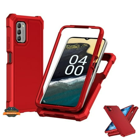 Xpression Phone Case For HMD Vibe Full-Body Dual Layer Hybrid Case Slim, Drop-Proof TPU Hard PC, Durable Corner Front Bumper Protector Cover, Red