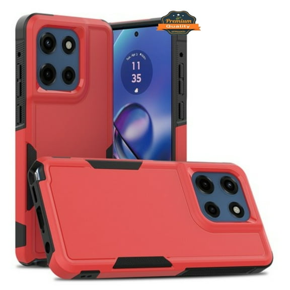 Xpression Phone Case For Motorola Edge 2025 Rugged Heavy-Duty Dual Layer Military-Grade, Rubber TPU Defender, Hybrid Shockproof Cover, Red