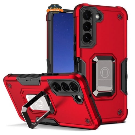 Xpression Phone Case For Samsung Galaxy A36 Heavy Duty Hybrid 2in1 Hard PC & TPU Rugged Bumper Shockproof with Magnetic Ring Kickstand Cover, Red